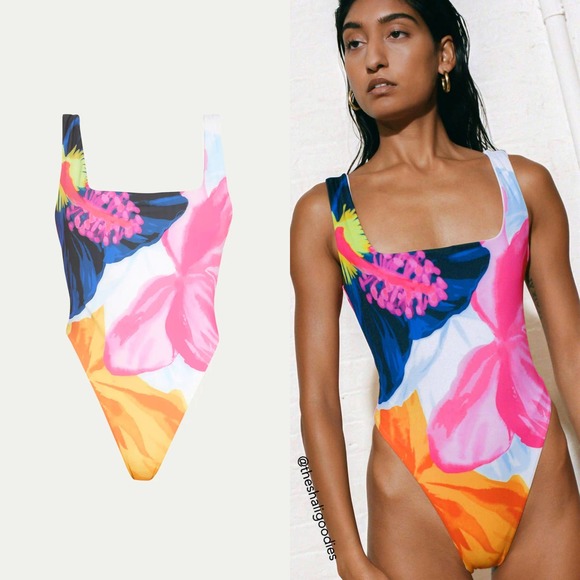 MARA HOFFMAN Idalia One Piece Swimsuit Floral Petal Print - Picture 4 of 9